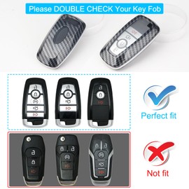 QBUC for Ford Key Fob Cover with Keychain Full Protection Durable ABS Shell Compatible with 2018-2025 Expedition Explorer Edge Escape Mustang Bronco F-150 Ranger Maverick Lincoln(Black)