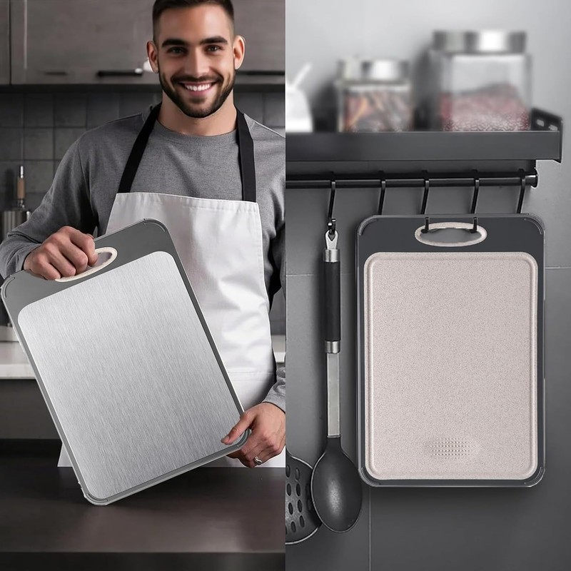 Double-Sided Chopping Board, Titanium Chopping Boards, Cutting Board, Stainless Steel,