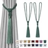 NICEEC 2 Pack Long Tassel Curtain Tiebacks Handmade Braided Rope