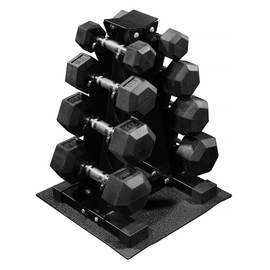 BalanceFrom 100LB Rubber Coated Hex Dumbbell Weight Set and Storage Rack, 5-20 lbs Pairs