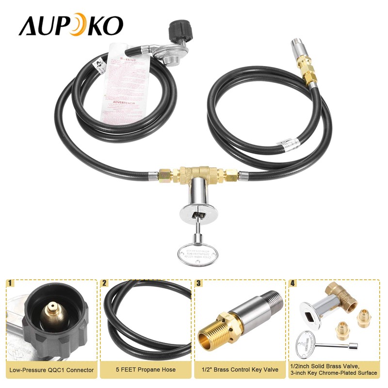 Aupoko Fire Pit Installation Kit with 150K BTU Propane Gas