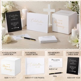 64 Pcs Guest Book Set Funeral Guest Book Memorial Service, White
