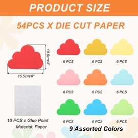 sourcing map 54Pcs Cloud Cutouts, Cloud Shaped Decorative Cut-outs Die Cut Paper Decorations for Classroom DIY Crafts Projects Party Supplies Wall Decor Bulletin Board Decoration