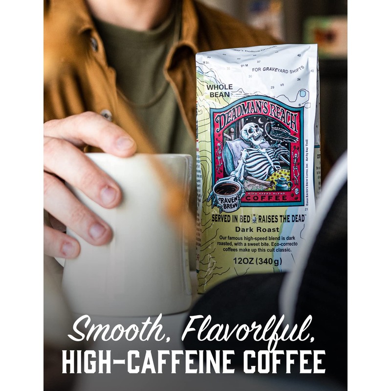 Raven's Brew Coffee High Caffeine Coffee Dark Roast Whole Bean