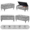 mikibama Velvet Storage Ottoman Benches for Bedroom End of Bed,Diamond