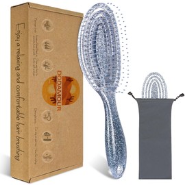 DODAMOUR Detangling Hair Brush, Vented Paddle Brush for Blow Drying and Scalp Massage, Compact and Portable with Nylon Teeth Ideal for Wet & Dry Hair, Suitable for Men and Women (Blue)