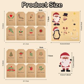 24 Pcs Christmas Stickers,Christmas Tags Christmas Tags for Presents,Christmas Labels Stickers Christmas Tags Stickers,Natural Kraft Gift Stickers for Christmas Presents