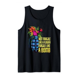 Powerfrau Not Fragile Like A Flower Fragile Like A Bomb Tank Top, black