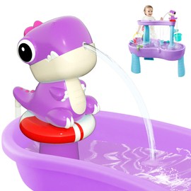 Dinosaur Water Table Pump Continuous Flow - Rechargeable Water Pump for Water Table Accessories - Summer Outdoor Water Play Toys - Battery Powered Water Pump Outside (Purple)