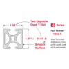 8020, 1004, 10 Series 1 Inch x 1 Inch Bi-Slotted