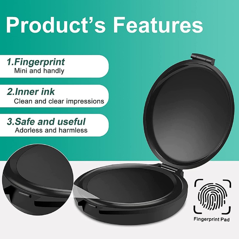 Professional Fingerprint Ink Pad, Thumb Print Ink Pad, Black Thumb