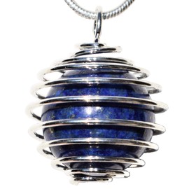Zenergy Gems CHARGED Natural Lapis Lazuli Crystal Sphere Pendant 0.63" (16mm) + 20" Silver Chain + Selenite Charging Heart [Included]