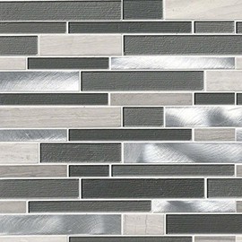 Urban Loft Interlocking Pattern 4mm Glass Stone Metal Mosaic Tile