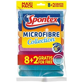 Spontex Microfibre Multi-Purpose Cloths 8 + 2 Free - Colourful (5 x 10 Items)