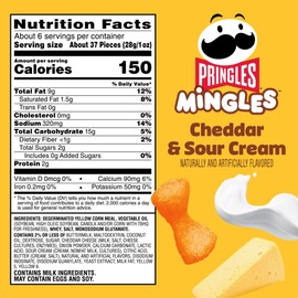 Pringles Mingles Puffed Snacks, Cheddar and Sour Cream, Cheese Puffs, Salty Snacks (6 Bags)