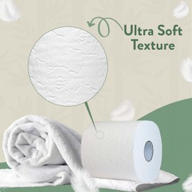 Premium Ultra Soft Organic Bamboo Toilet Paper, Extra Thick 3 Ply Chemical-Free Tissue Paper, Non-Toxic and Chlorine-Free, Sustainable Septic Safe Toilet Paper, 12 Mega Rolls by GoTo Wipes