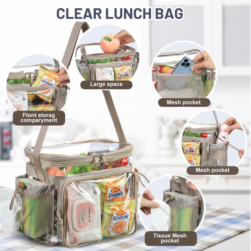 BORMELUN Clear lunch bag for work correctional officer Plastic Concerts