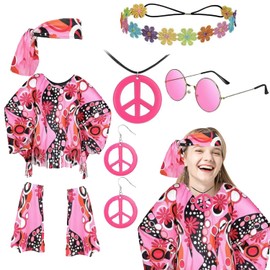 YongSral Hippie Costume Women's Hippie Clothing Women's Fancy Dress Costumes Women's Hippie Costume Hippie Woman Carnival Costume Women's Hippie Hippi Costumes Women, Suitable for Carnival Party