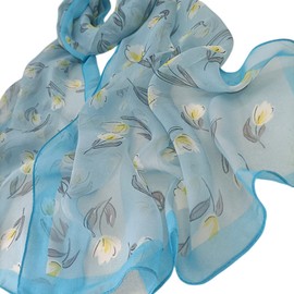 FAIRYGATE Scarves for Women UK Ladies Scarfs Gifts Large Floral Flower Print Lightweight Soft Touch Rectangle Chiffon Scarf Women 64009