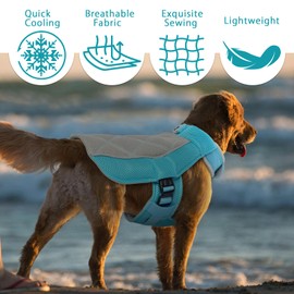 MHaustlie Dog Cooling Vest, Dog Harness Cooler Jacket with Adjustable, Titanium D-rings and Breathable Lightweight Cool Pet Vest for Small Large Dogs