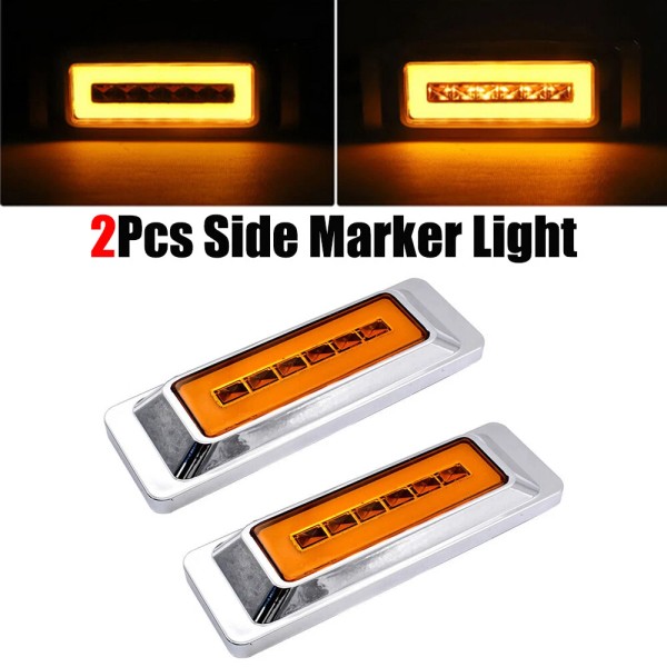 Unbranded 2Pcs Amber Rectangle Marker Lights 6LED Trailer Side Fender