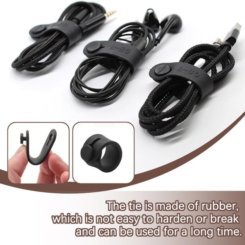 PLKSEI Pack of 20 Cable Ties Rubber Multifunctional Cable Organiser