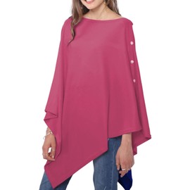 DiaryLook Ladies Button Cashmere Feel Multiway Poncho Shawl Scarf Wrap for Women(Blush)