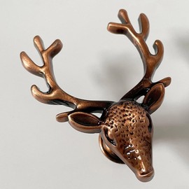 Deer Cabinet Knob, Zinc Alloy Deer Shape Cabinet Handles Wardrobe Knobs Furniture Door Pulls Dresser Drawer Hardware Decorative Animal Antlers(Red bronze)