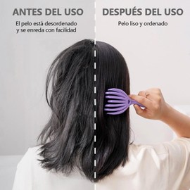 Cepillo Desenredante para Cabello, Cepillo para Rizos Rizado Húmedo y Seco con Mini Espejo, Espacio Interno Puede Almacenar Cuerdas para el Cabello, Elimina Nudos y Reduce la Rotura. (Morado)