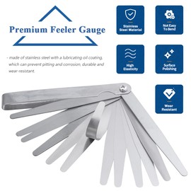Mesee 17 Blades Metric Feeler Gauge, 0.02-1.00mm Stainless Steel Gap Measuring Tool for Gap Width and Thickness Measurement