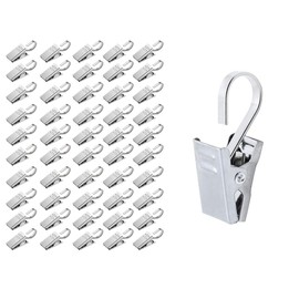 Anlising Pack of 100 Metal Clips Hooks, Curtain Clips, Stainless Steel Clips Hooks, Clips with Hooks, Metal Clips, Multi-Purpose Curtain Clips, Metal Hanging Hooks, Curtain Clips, Silver Curtain Clips
