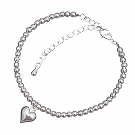 Womens 60th Birthday Gift - Silver Bracelet With Heart Charm - Sterling Silver Plated & Adjustable - Solid Silver Heart Charm - Versatile Silver Bracelet - Unique Gift for Friend Colleague Relative