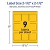 Avery Printable Square Labels with Sure Feed Technology, 2-1/2" x