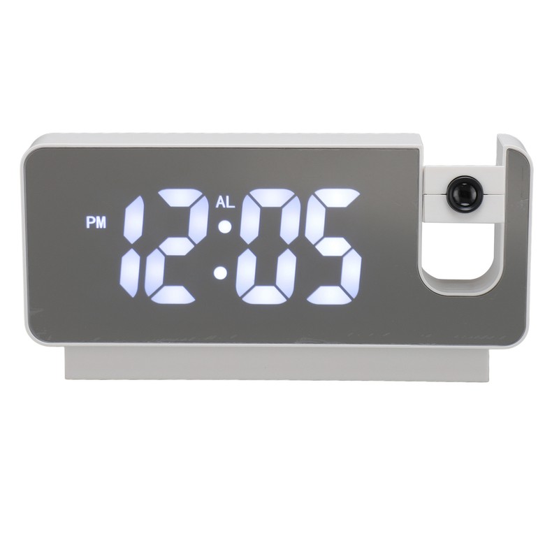 Projection Alarm Clock USB Rechargeable White Light Snooze Function Adjustable