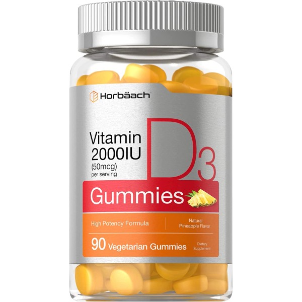 Vitamin D3 2000IU Gummies 90 Count Vegetarian Non-Gmo Supplement 50