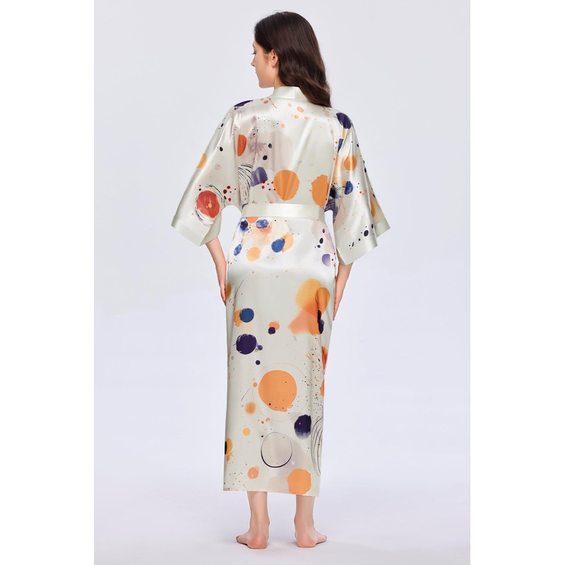 PRODESIGN Kimono Robes for Women - Long Satin Sleepwear Silky