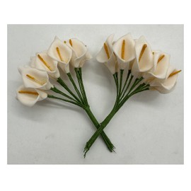 RBN Artificial Mini Calla Lily Flower Heads Fake Floral Bouquet Crafts Scrapbooking Garden Wedding DIY Bridal Garland Clips Party Favors - 144pcs (Ivory)