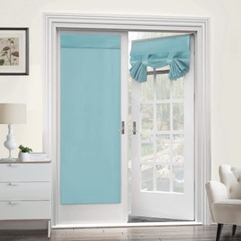 Turquoize Sidelight French Door Room Darkening Curtain Light Blocking Window Treatment Curtain for Narrow Glass Door Blackout Drapes for Glass Patio Door, W26 x L68, 2 Panel, Mineral Blue