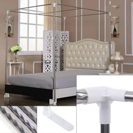 Headery Stainless Steel Canopy Bed Frame Post,4 Corner Bedding Canopy Frame Post,Metal Bed Four Corner Bed Mosquito Netting Bracket Fit for Twin/Queen/California King/King Size (1.5 * 2 * 2m)