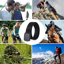 Paquete de 2 cinturones tácticos, cinturón de nailon, cinchas tácticas para hombres, sin metal, para deportes, golf, al aire libre, trabajo casual (negro + caqui, 120 cm)