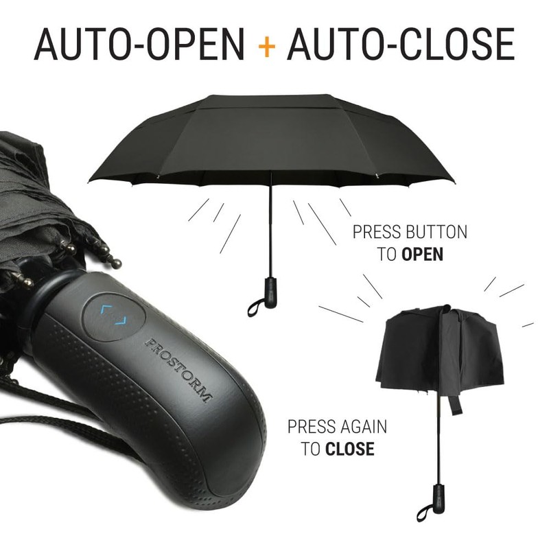 PROSTORM Vented Travel Umbrella | Strong Compact Windproof Umbrella |