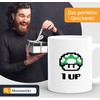 MoonWorks Coffee Cup Birthday Retro Pixel Mushroom 1-Up Mushroom Level-Up