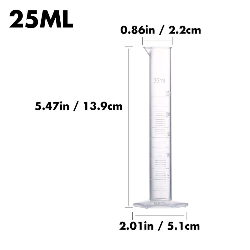 Yizerel Measuring Cylinder Set, 4 Sizes Graduated Polypropylene Lab Test