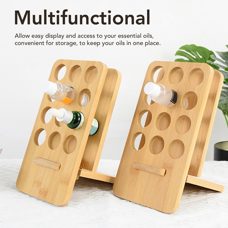 Essential Oil Rack Bamboo 12 Holes Essential Oil Bottle Display
