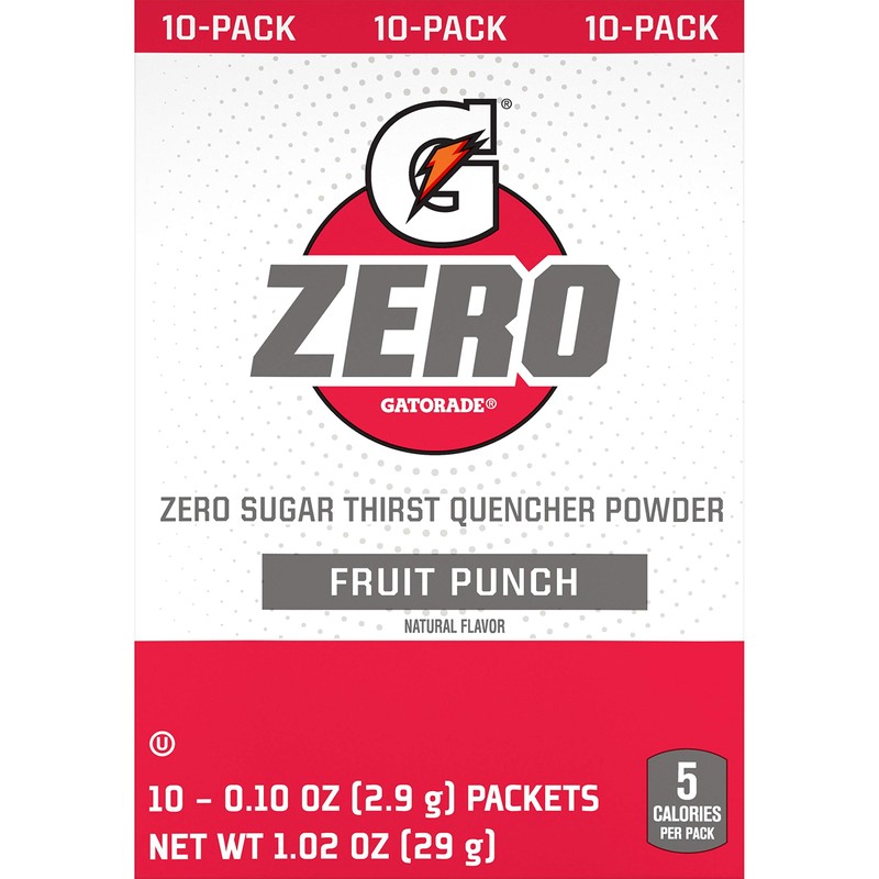 Gatorade G Zero Powder, Fruit Punch, 0.10oz Packets (120 Pack)