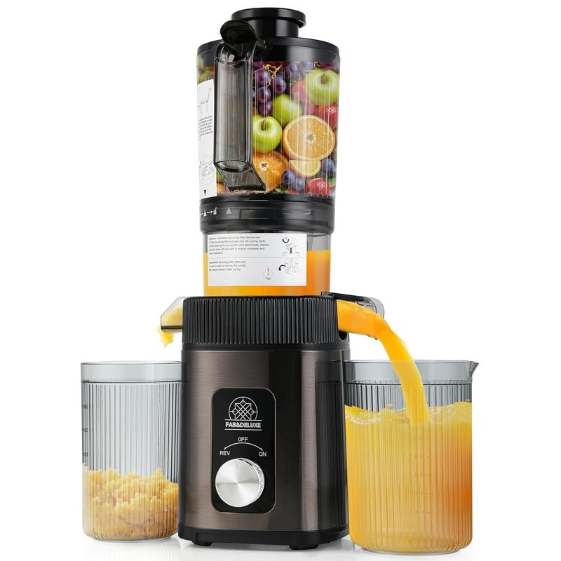 FAB&DELUXE Cold Press Juicer - 34oz Juicer Machines with 4.3"