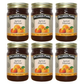 Dillman Farm All Natural Apricot Preserves, Gluten-Free, Non-GMO, Vegan, Kosher, Preservative Free, Corn Syrup Free - Made in USA, 16oz (Pack of 6)