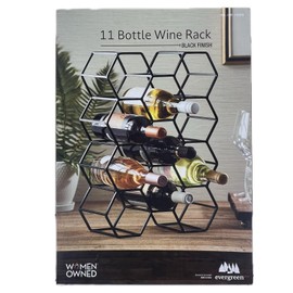 Evergreen Wine Rack, 11 Bottle Capacity, Black
