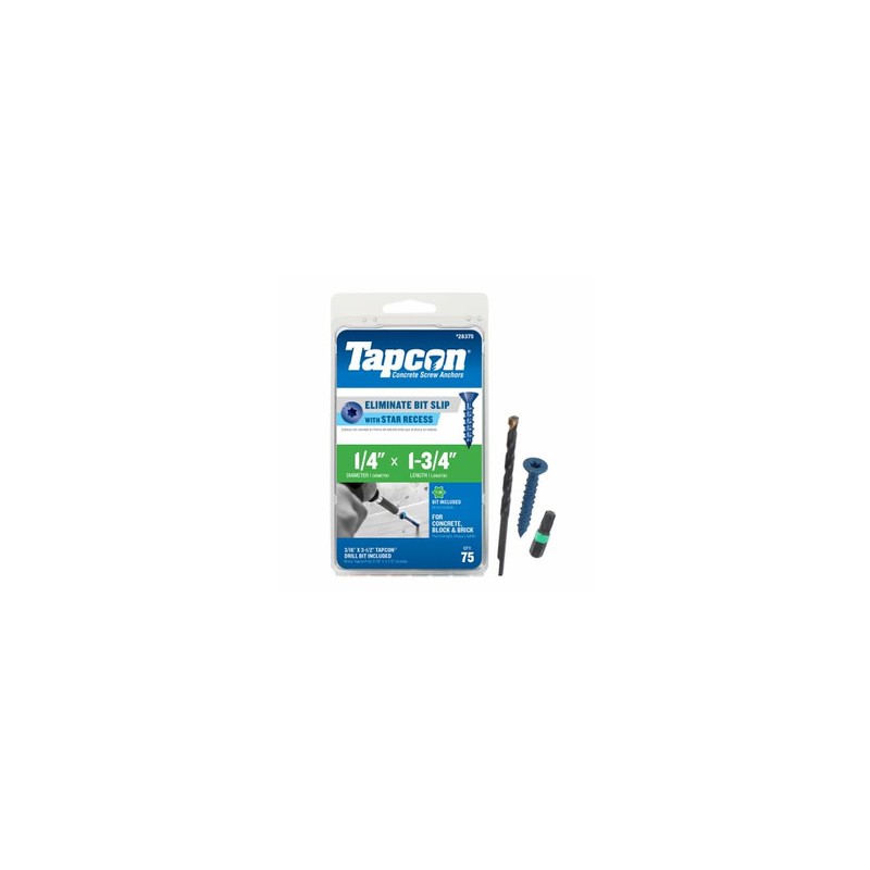 Tapcon 28375 1/4x1-3/4 Blue Star Drive Bugle Head Concrete Anchors