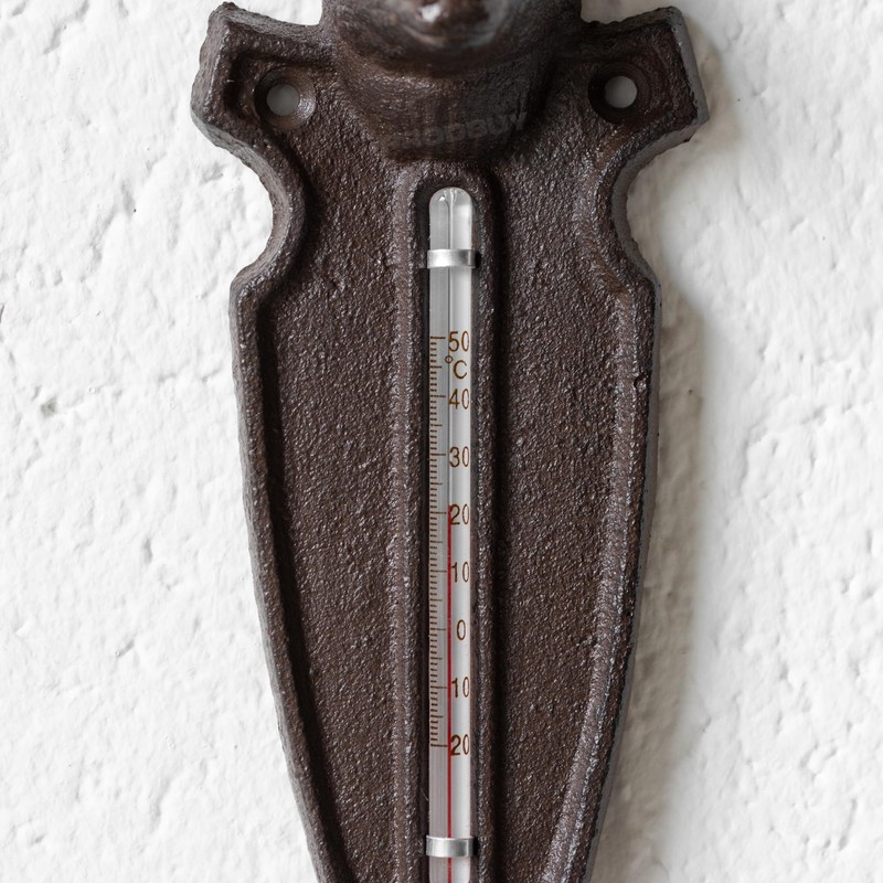Cast Iron Stag Head Wall Thermometer